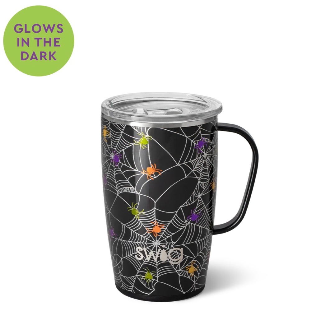Swig Itsy Bitsy Travel Mug 18 oz Spiderweb Halloween Coffee Cup Tumbler NEW